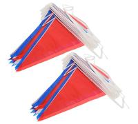 POPETPOP Guirlande Fanion Blanc Bleu 2 Pièces Drapeau Triangulaire Résistant Aux Intempéries Décoration Extérieure Pour Anniversaire Et Fête Nationale
