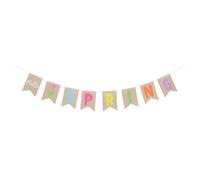 POPETPOP Guirlande Printanière en Toile de Jute 18 M Fanions Floraux « Bonjour Printemps » Décoration Rustique pour Fête Porche Salle de Classe et Jardin Bannière de Bienvenue