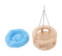 POPETPOP Hamac en Bois de Pin pour Petits Animaux Nid Suspendu Rond Coussin Coloré Aléatoire Lit Multifonction pour Hamster Cochon D’Inde et Rongeurs Décoration Couleur Aléatoire