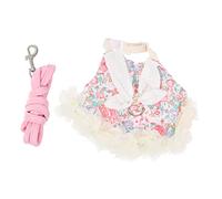 POPETPOP Harnais Décoratif et Laisse pour Lapin en Tissu Rose Vêtement pour Petits Animaux Taille S Usage Extérieur Adapté aux Lapins Nains