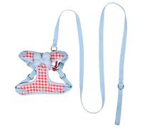 POPETPOP Harnais pour Petit Chien Rouge Taille M avec Laisse Réglable, Gilet à Carreaux Respirant en Maille Douce, Harnais Anti-Fugue Confortable pour Promenades et Sorties Quotidiennes