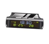 POPETPOP Horloge Solaire Voiture Numérique Multifonction pour Tableau de Bord avec Affichage Date Température Montre Compacte et Facile à Lire pour Véhicule