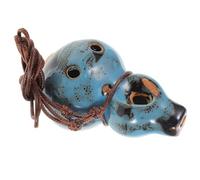POPETPOP Instrument à Vent Ocarina Alto en Céramique 6 Trous Bleu Support et Recueil de Chansons pour Activités de Plein Air et Yoga