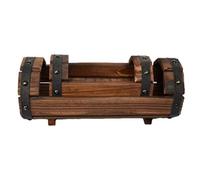 POPETPOP Jardinières Rustiques en Demi-Tonneau Ensemble De 2 Pots en Bois Décoratifs Résistants Aux Intempéries Carbonisés pour Jardin Intérieur Et Extérieur