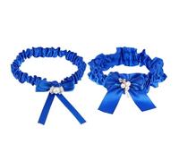 POPETPOP Jarretière de Mariage Bleue en Tissu Nœud pour Mariée Élégante, Accessoire Classique et Charmant pour Soirées et Promenade