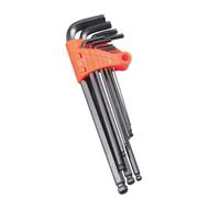 POPETPOP Jeu de Clés Allen en L à Rotule Noir, 9 Pièces | Acier et PVC, Manche Antidérapant Ergonomique, Bras Long, Angles Chanfreinés, Support Pliable pour Rangement