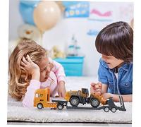 POPETPOP Jeu de Véhicules de Chantier pour Garçon Fille Modèle de Camion de Construction Plastique Éducatif pour Garçon Fille Favorise Créativité et Socialisation