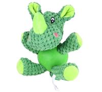 POPETPOP Jouet Sonore à Mâcher pour Chien Rhinocéros en Peluche Vert, Solide Et Éducatif, Jouet Interactif pour Dressage Et Divertissement des Animaux De Compagnie