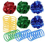 POPETPOP Jouets pour Chats Interactifs 10 Pcs Balle Froissée Colorée et Jouet à Ressort Aléatoire Divertissement Intérieur Chatons et Chats Adultes