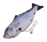 POPETPOP Jouets pour Chats Poisson-Chat Électrique Bleu en Peluche Et PP À Recharger par USB, Sautant, pour Chat D’Intérieur, avec 1 Petit Sachet De Catnip