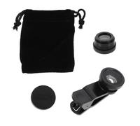 POPETPOP Kit 2 Sets Objectifs Fisheye pour Téléphone et Tablette Clip et Paquet en Microfibre, Lentille Macro et Grand Angle en Plastique Noir