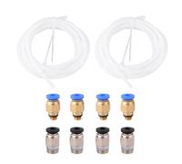 POPETPOP Kit 3d Imprimante Accessoires - 2 Tubes en Ptfe Haute Température, 4 Raccords Pneumatiques Pc4-m6 à Dégagement Rapide, 4 Raccords Pc4-01, Installation Rapide, Compatible