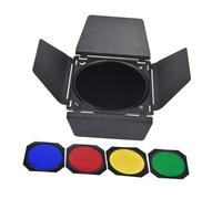 POPETPOP Kit D’Accessoires Lampe Flash 18 CM Barrière Lumineuse 4 Volets Nid D’Abeille et Filtres Couleur pour Éclairage Photographie Professionnelle
