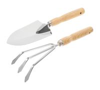 POPETPOP Kit D’Outils de Jardinage à Main 2 Pièces en Acier Inoxydable et Bois, Râteau et Truelle Portables pour Plantation, Entretien des Plantes D’intérieur, Succulentes et Légumes,