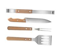 POPETPOP Kit D'accessoires avec Poignée en Bois pour Barbecue en Acier Inoxydable Spatule de Cuisine Antidérapante Facile à Utiliser pour Barbecue en Extérieur et Pique-