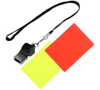 POPETPOP Kit d'Arbitre de Football Professionnel 3 Pièces Cartons Rouge et Jaune Visibles Sifflet Puissant à Haute Pénétration Sonore Format Compact pour Entraînement et Matchs Sportifs