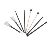POPETPOP Kit de Baguettes de Batterie 8 Pièces Paquet de Rangement Noir Balais en Métal et Nylon Maillets en Bois Accessoires Complets pour Batterie pour Répétitions et Concerts