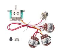 POPETPOP Kit de Câblage Précâblé pour Guitare Électrique 1 Potentiomètre de Volume A500K 2 Potentiomètres de Tonalité B500K Noirs Sélecteur 5 Positions Prise Jack 500 Kω - Faisceau de
