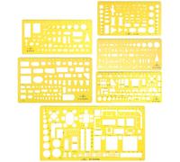 POPETPOP Kit de Construction Géométrique Portable 6 Pièces en Plastique Orange Règles Multifonctionnelles pour Dessin Technique et Conception en Construction