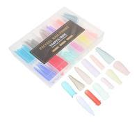POPETPOP Kit de Faux Ongles 144 Pièces en Plastique Extensions Carrées Cercueil, Facile à Appliquer et Retirer, pour Manucure DIY à Domicile