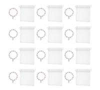 POPETPOP Kit de Faveurs Religieuses 40 Pièces 20 Bracelets Chapelet Catholique Argentés avec Croix Ajourée 20 Sachets en Organza 10x12 Cm Présent de Baptême et Communion Fille, Souvenir