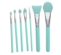 POPETPOP Kit De Pinceaux Cosmétiques Silicone 7 Pièces Vert Taille Moyenne Pour Femme Application Masque Facial Maquillage Visage Pratique