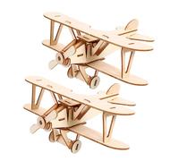POPETPOP Kit De Puzzle D’Avion en Bois 3D pour Garçon Et Filles, Modèle Réduit De 2 Pièces, Bois Naturel, Jeu Éducatif Créatif, Bricolage Manuel, Décoration Bureau Et Chambre