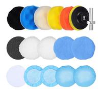POPETPOP Kit de Tampons de Polissage Voiture 17 Pièces en Éponge Polyester, Accessoire Perceuse Résistant à L'usure pour Meubles et Électroménagers
