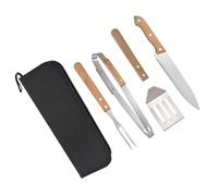 POPETPOP Kit D'outils pour Barbecue Extérieur en Acier Inoxydable Manche en Bois Ergonomique et Spatule de Coupe Antidérapante, pour Pancakes et Tartes