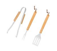 POPETPOP Kit D'ustensiles pour Barbecue 3 Pièces Acier Inoxydable Poignée Bois D'olivier Étui Oxford, Accessoires Barbecue Extérieur pour Grillades Et Cuisson en Plein Air