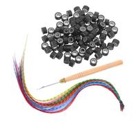 POPETPOP Kit Extensions Cheveux Colorées à Rayures Plume Fibres Synthétiques Résistantes Chaleur avec Micro-perles et Crochet Bois Accessoires DIY pour Femmes et Filles Cosplay et Fêtes
