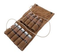 POPETPOP Kit Porte-épices de Camping Marron Bouteilles en Verre Silicone et Paquet en Toile, Solide et Multifonction pour Pique-niques et Barbecue en Plein Air