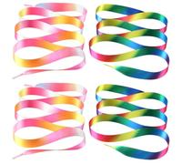 POPETPOP Lacets de Chaussures en Polyester 120 Cm Plats Satinés 2 Paires Arc-en-ciel Bleu et Rose pour Baskets et Chaussures de Sport, Lacets Décoratifs Résistants et Colorés pour Sneakers