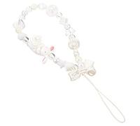 POPETPOP Lanière de Téléphone avec Perles et Nœud Forme de Lapin Dragonne Portable Éléguante pour Smartphone et Accessoires Évite la Chute Vol