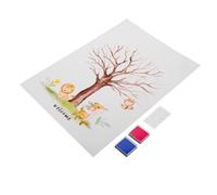 POPETPOP Livre d'or pour Fête Prénatale Et Révélation du Bébé, Kit Arbre à Empreintes Digitales, Panneau Décoratif 1 Affiche, 2 Encreurs Bleu Et Rose, Décoration Interactive pour Baby Shower