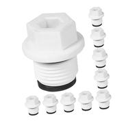 POPETPOP Lot de 10 Bouchons Réutilisables pour Bouillottes, Bouchon de Bouteille D'eau Chaude en Plastique Blanc, Filetage Mâle 4/10, Joints D’étanchéité Doubles, Compatible Bouillotte