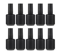 POPETPOP Lot de 10 Flacons de Vernis à Ongles en Verre 15 Ml Porte-vernis Pinceau Flacons de Retouche Mats Noirs Ronds Contenants Rechargeables pour Gel à Ongles Professionnels Outils