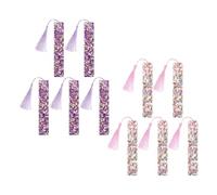 POPETPOP Lot de 10 Marque-Pages en Acrylique Pailleté avec Pompons Marque-Pages Originaux et Mignons Accessoires de Lecture pour Bureau et Présent Couleurs Rose et Violet Décorations