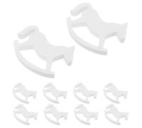 POPETPOP Lot de 10 Mini Chevaux à Bascule en Bois Blanc Artisanaux Décorations de Table et Jouets Éducatifs pour Garçon et Filles Sculptures Animales 3D Adaptées aux Fêtes Prénatales et