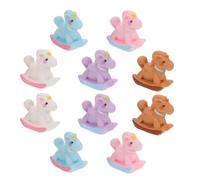 POPETPOP Lot de 10 Mini Chevaux à Bascule en Résine Colorés Style Macaron - Figurines Décoratives pour Maison de Poupée et Bureau - Décoration de Table Festive Polyvalente pour Noël et