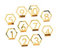 POPETPOP Lot de 10 Panneaux Numérotés de Table Mariage en Alliage Doré 3d, Numéros 1 à 10, Porte-numéro Élégant pour Réception et Événement, Signalétique Réutilisable pour Organisation