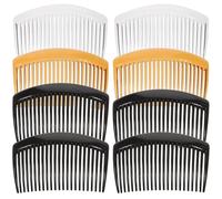 POPETPOP Lot de 10 Peignes à Cheveux en Plastique 23 Dents pour Coiffure, Mix Couleurs Noir, Blanc Transparent, Marron Foncé et Clair, Peignes Démêlants Légers pour Salon et Usage