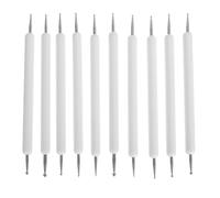 POPETPOP Lot de 10 Stylets à Double Extrémité pour Peinture Mandala, Outils de Gaufrage et Embossage en Plastique Blanc, Stylets à Pointiller pour Céramique, Papier Carbone et Loisirs