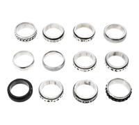 POPETPOP Lot de 12 Bagues Anti-stress en Acier Inoxydable Réglables Taille 7, Bagues Bijoux pour Femmes et Hommes, Anneaux Résistants la Décoloration, pour Soulager L'anxiété et Usage