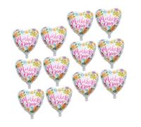 POPETPOP Lot de 12 Ballons en Aluminium Forme Cœur Fête des Mères, Décoration de Fête Multicolore, Ballon Géant Résistant, pour Anniversaires et Célébrations Familiales