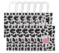 POPETPOP Lot de 12 Paquet Présents en Papier Kraft Brun à Motifs Vache Noir et Blanc, avec Poignées Portables, Taille Moyenne, pour Emballage Présent Bijoux, Fêtes et Occasions Spéciales