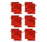 POPETPOP Lot de 12 Pochettes en Satin Rouge Foncé 15x20 Cm pour Perruques et Extensions de Cheveux, Paquet de Rangement avec Cordon de Serrage, Étuis Anti-poussière pour Voyage et Usage