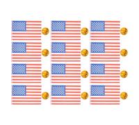 POPETPOP Lot de 12 Set de Set de Drapeaux Américains à Main avec Base Plastique Stable, Taille 21x14cm, pour Décoration de Bureau et Célébrations de L'independence Day