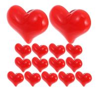 POPETPOP Lot de 15 Broches Cœur Rouge en Résine Petit Format N°4, Épingle Souvenir Saint-valentin pour Vêtements, Paquet et Accessoires, Bijou Féminin Décoratif et Présent Fête