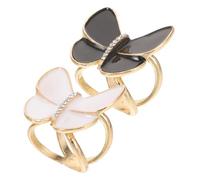 POPETPOP Lot de 2 Anneaux D’écharpe Géométriques, Accessoires en Métal Noir et Blanc, Clips pour Foulards Femmes, Maintien Sécurisé pour Mariages et Usage Quotidien, Design Ajouré